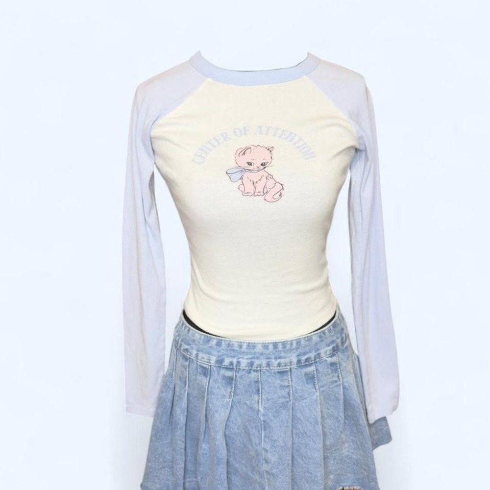 Threads of Luxury "Center of Attention" kitten long sleeve baby tee‎